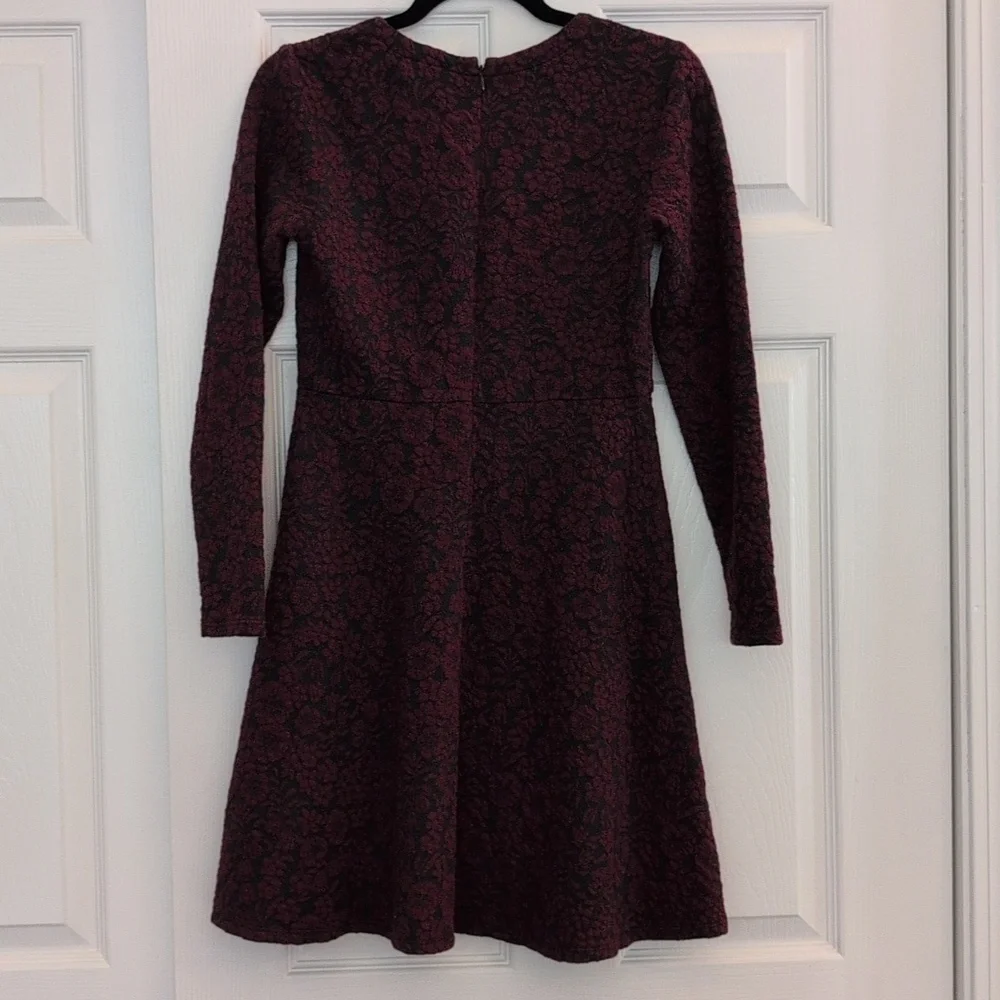 Loft Size 2 Petite Maroon & Black Floral Dress - Picture 9 of 11